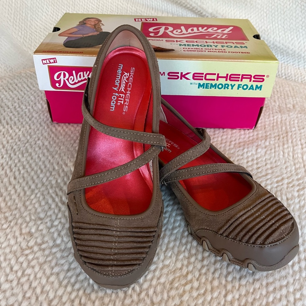 The SKECHERS® Bikers dark taupe mary jane flat